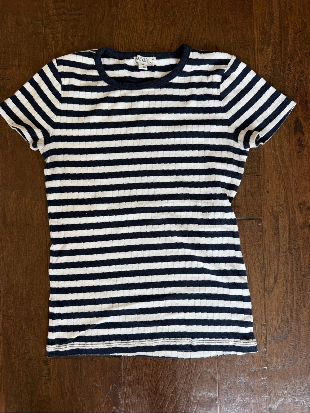 J. Crew Navy and White Striped Short Sleeve Tee